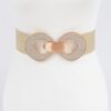 Rhinestone Two-Buckle Wide Elastic Waist Belt