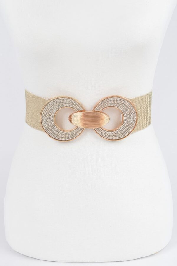 Rhinestone Two-Buckle Wide Elastic Waist Belt