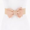 Rhinestone Bow Buckle Stretch Belt – Gold-Tone Bow