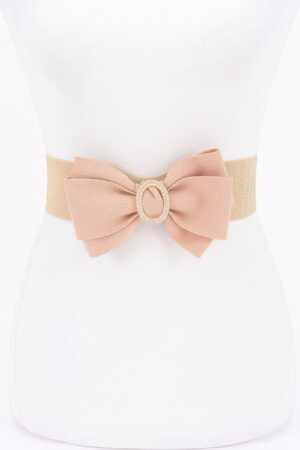 Rhinestone Bow Buckle Stretch Belt – Gold-Tone Bow