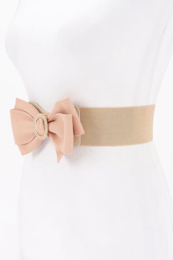 Rhinestone Bow Buckle Stretch Belt – Gold-Tone Bow