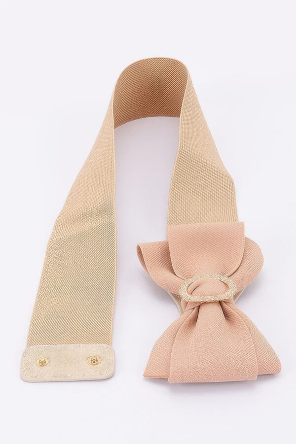 Rhinestone Bow Buckle Stretch Belt – Gold-Tone Bow
