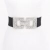 Wide Elastic Belt with Rhinestone Buckle