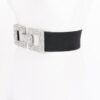 Wide Elastic Belt with Rhinestone Buckle