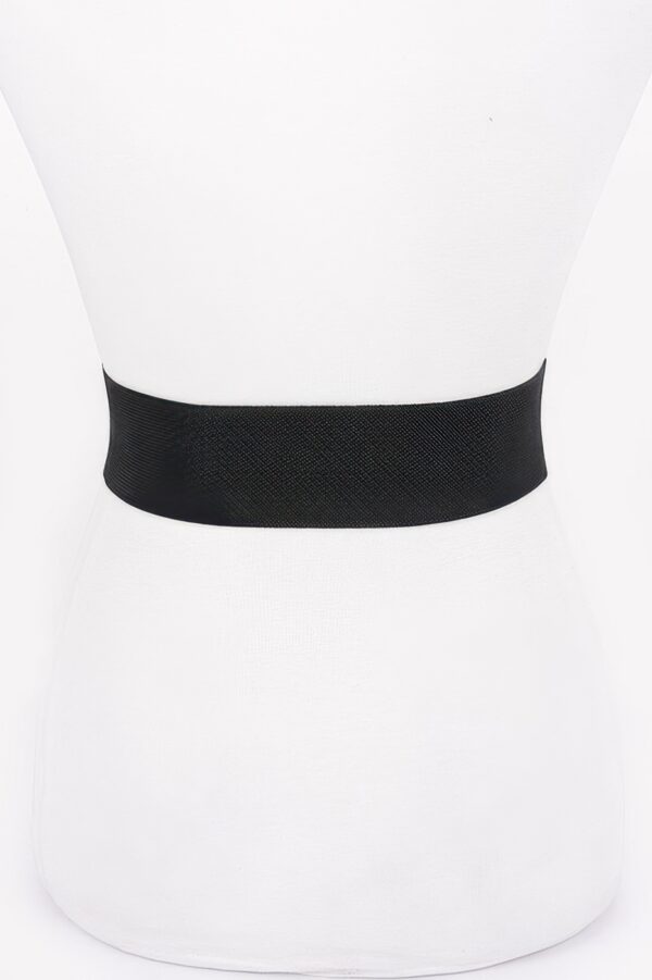 Wide Elastic Belt with Rhinestone Buckle