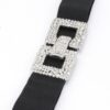 Wide Elastic Belt with Rhinestone Buckle