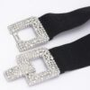 Wide Elastic Belt with Rhinestone Buckle