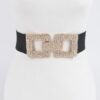 Wide Elastic Belt with Rhinestone Buckle
