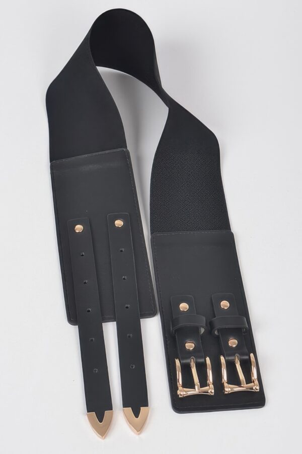 Corset Stretch Belt – Dual Buckle Faux Leather