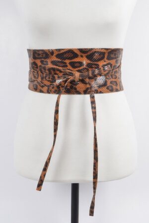 Faux Leo Kimono Wrap Belt – Wide Leopard Print