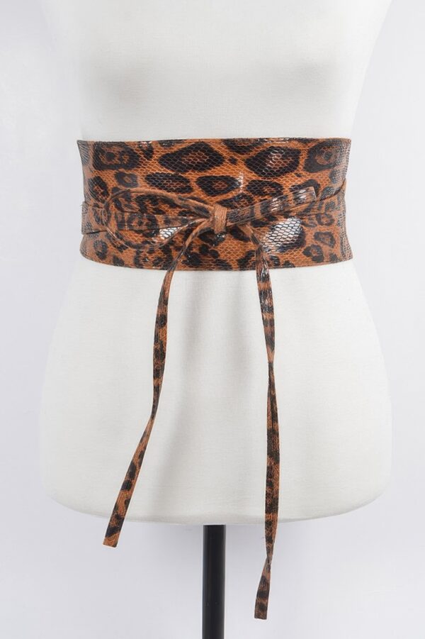 Faux Leo Kimono Wrap Belt – Wide Leopard Print