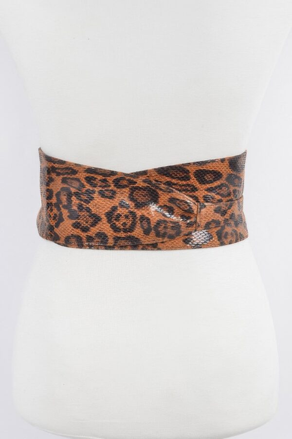 Faux Leo Kimono Wrap Belt – Wide Leopard Print