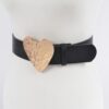 Hammered Heart Buckle Belt – Gold Faux Leather