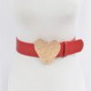 Hammered Heart Buckle Belt – Gold Faux Leather