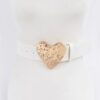 Hammered Heart Buckle Belt – Gold Faux Leather
