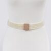 Elastic Pearl Belt with Rhinestone Buckle