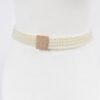 Elastic Pearl Belt with Rhinestone Buckle
