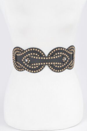 Braided Faux Leather Studded Elastic Belt – Plus Size