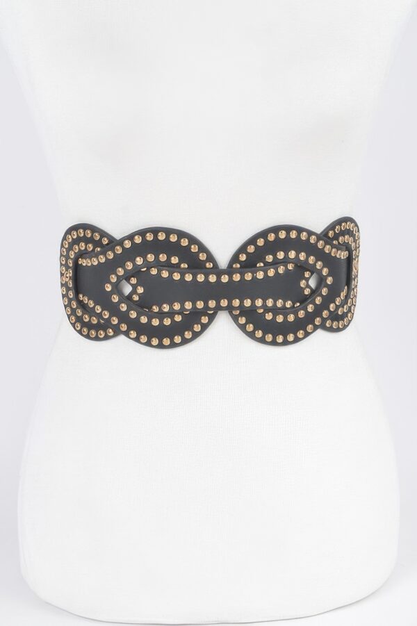 Braided Faux Leather Studded Elastic Belt – Plus Size