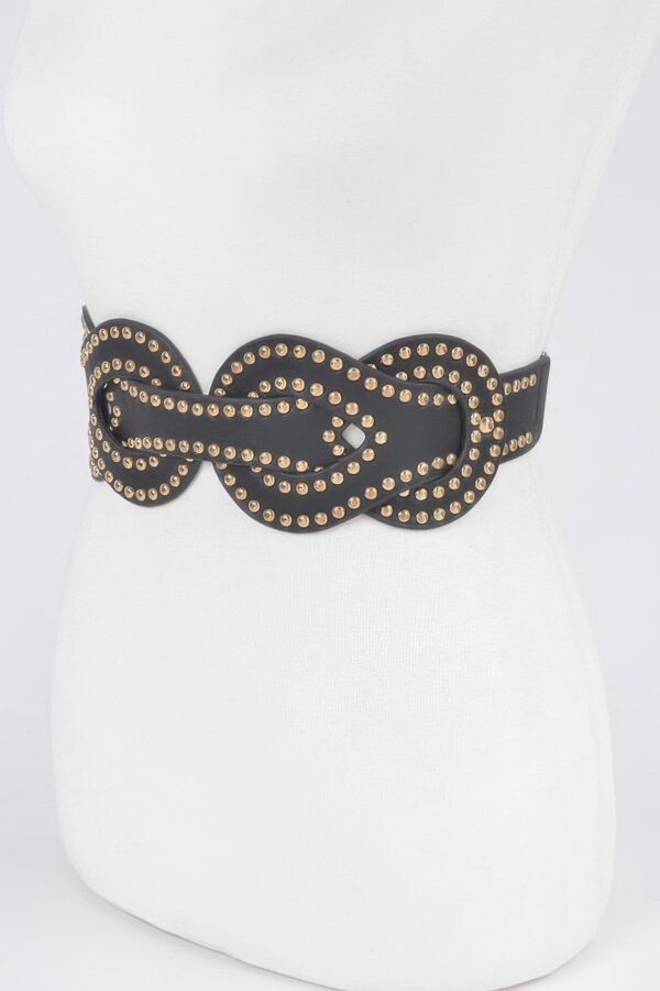 Braided Faux Leather Studded Elastic Belt – Plus Size