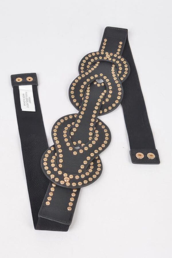 Braided Faux Leather Studded Elastic Belt – Plus Size
