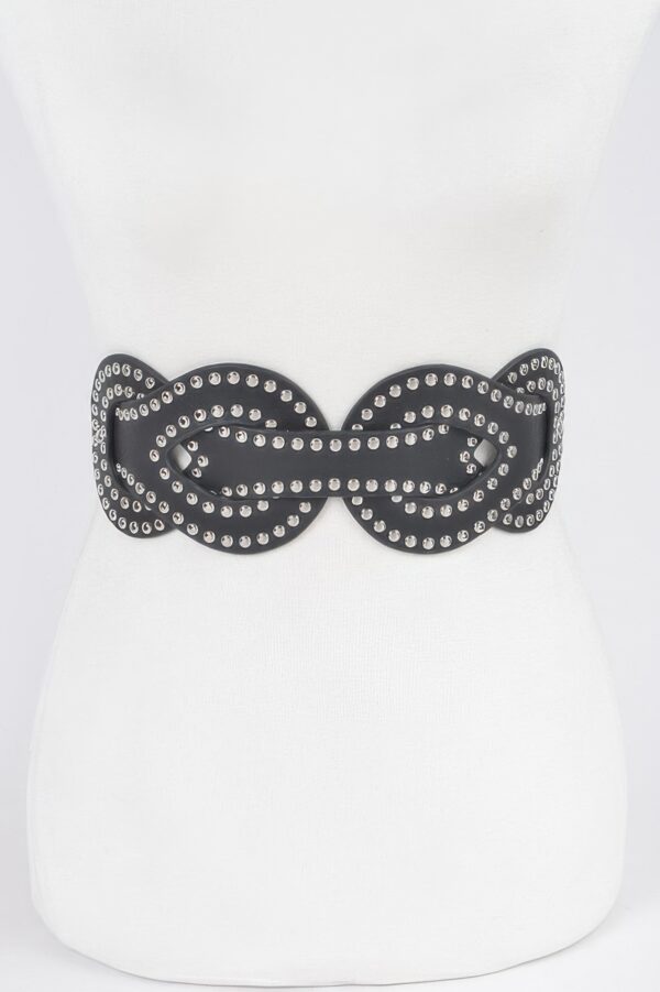 Braided Faux Leather Studded Elastic Belt – Plus Size
