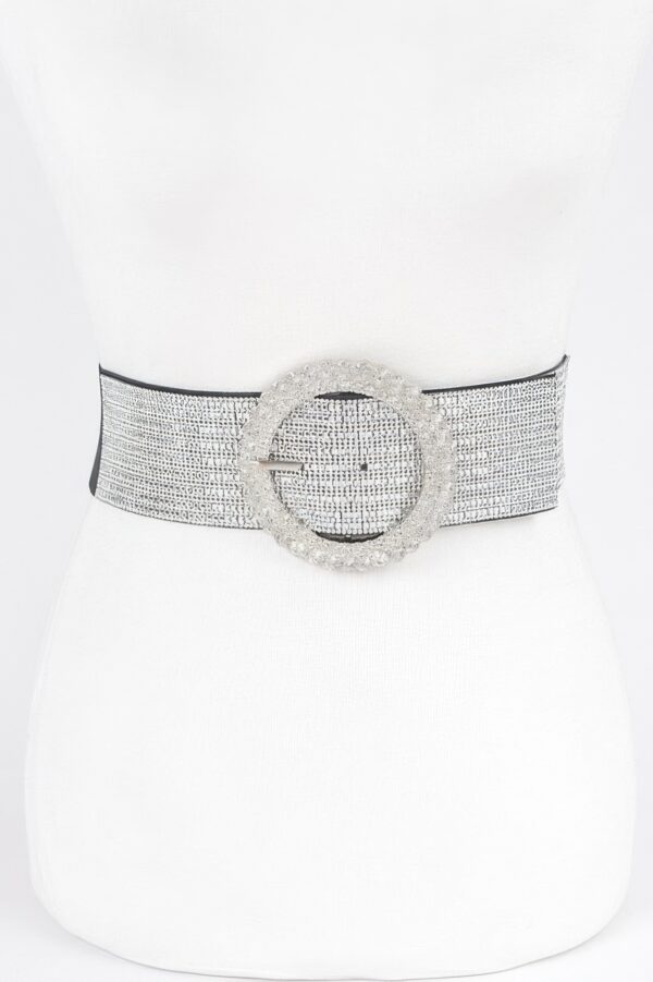 Plus-Size Elastic Belt with Rhinestone Buckle