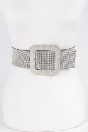 Plus-Size Rhinestone Buckle Elastic Waist Belt