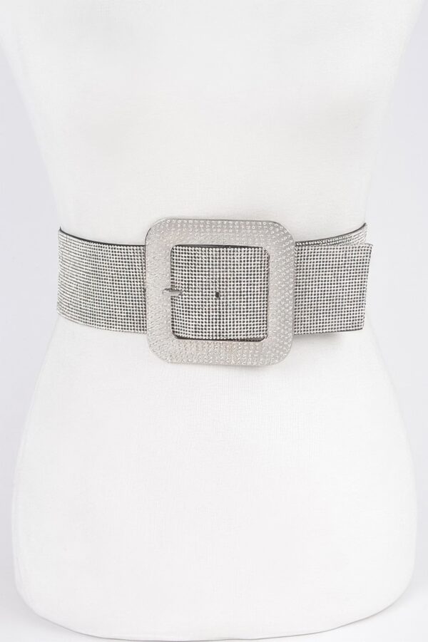 Plus-Size Rhinestone Buckle Elastic Waist Belt