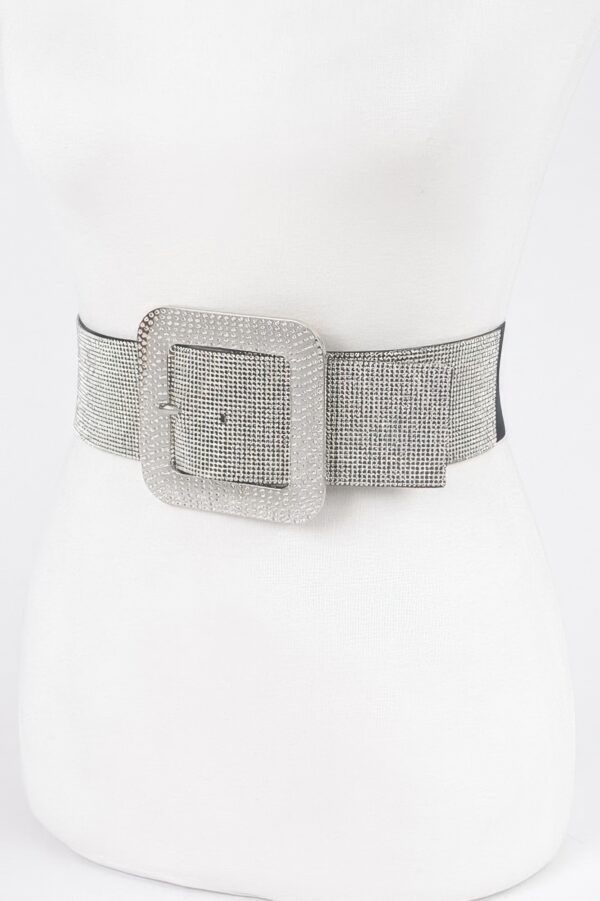 Plus-Size Rhinestone Buckle Elastic Waist Belt