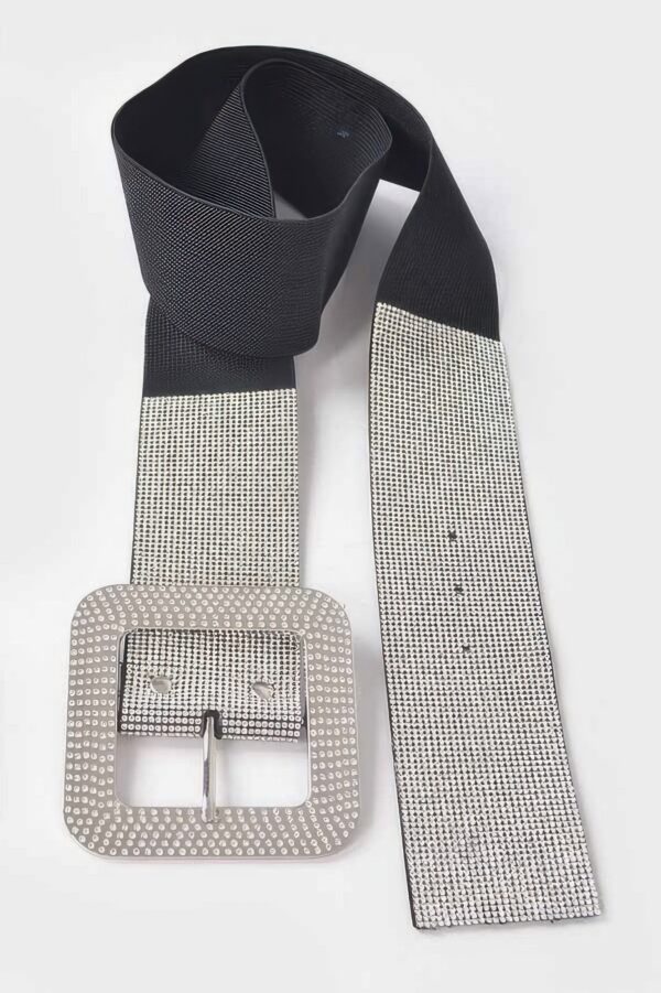 Plus-Size Rhinestone Buckle Elastic Waist Belt