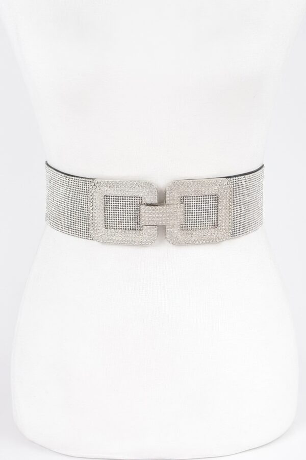 Plus-Size Elastic Belt with Rhinestone Buckle