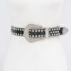 Plus-Size Studded Faux Leather Belt with Rhinestone Buckle