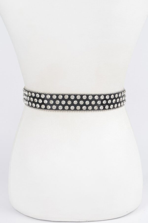 Plus-Size Studded Faux Leather Belt with Rhinestone Buckle