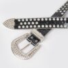 Plus-Size Studded Faux Leather Belt with Rhinestone Buckle