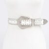 Plus-Size Studded Faux Leather Belt with Rhinestone Buckle