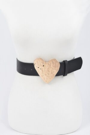 Hammered Heart Buckle Plus-Size Faux Leather Belt