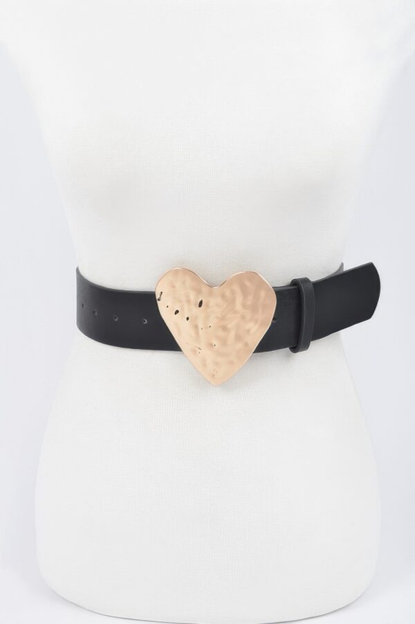 Hammered Heart Buckle Plus-Size Faux Leather Belt