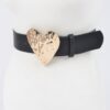 Hammered Heart Buckle Plus-Size Faux Leather Belt