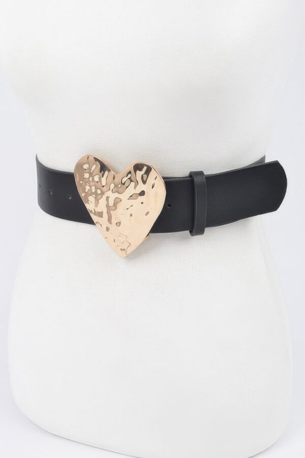 Hammered Heart Buckle Plus-Size Faux Leather Belt