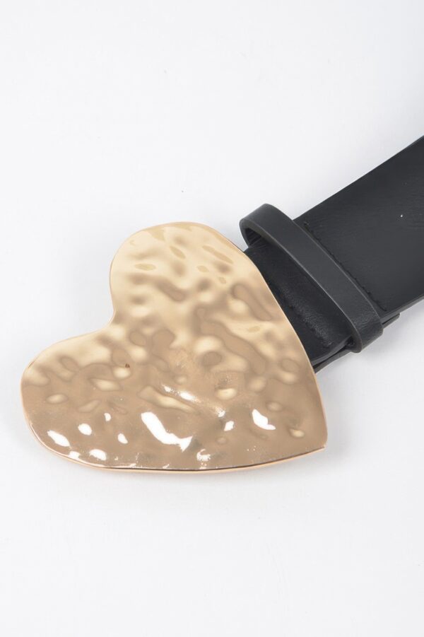 Hammered Heart Buckle Plus-Size Faux Leather Belt