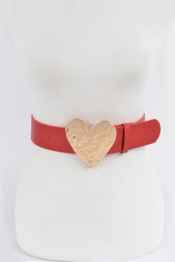 Hammered Heart Buckle Plus-Size Faux Leather Belt