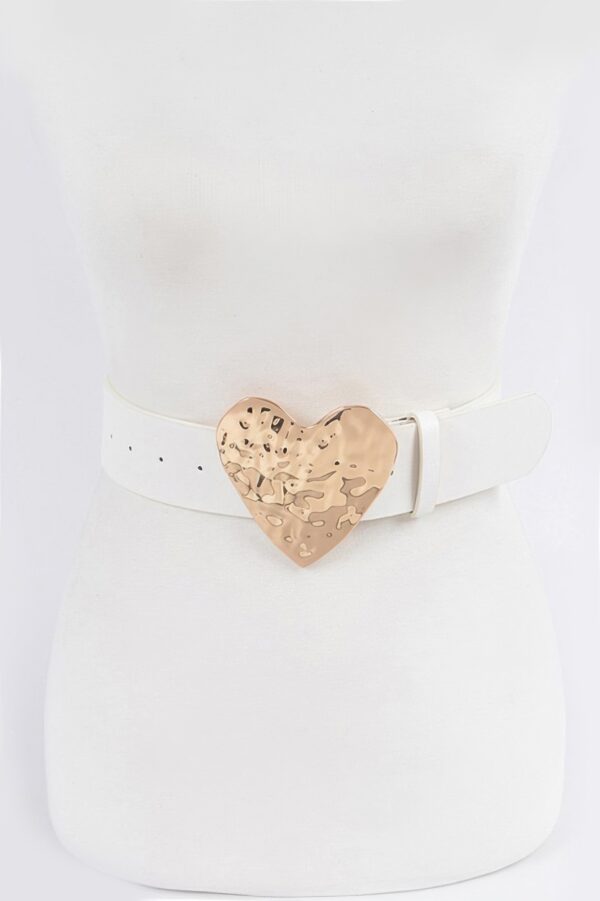 Hammered Heart Buckle Plus-Size Faux Leather Belt