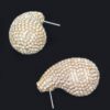 Rhinestone Earrings – Gold and White Crystal Shell