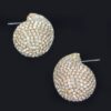 Rhinestone Earrings – Gold and White Crystal Shell