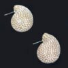 Rhinestone Earrings – Gold and White Crystal Shell