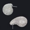 Rhinestone Earrings – Gold and White Crystal Shell