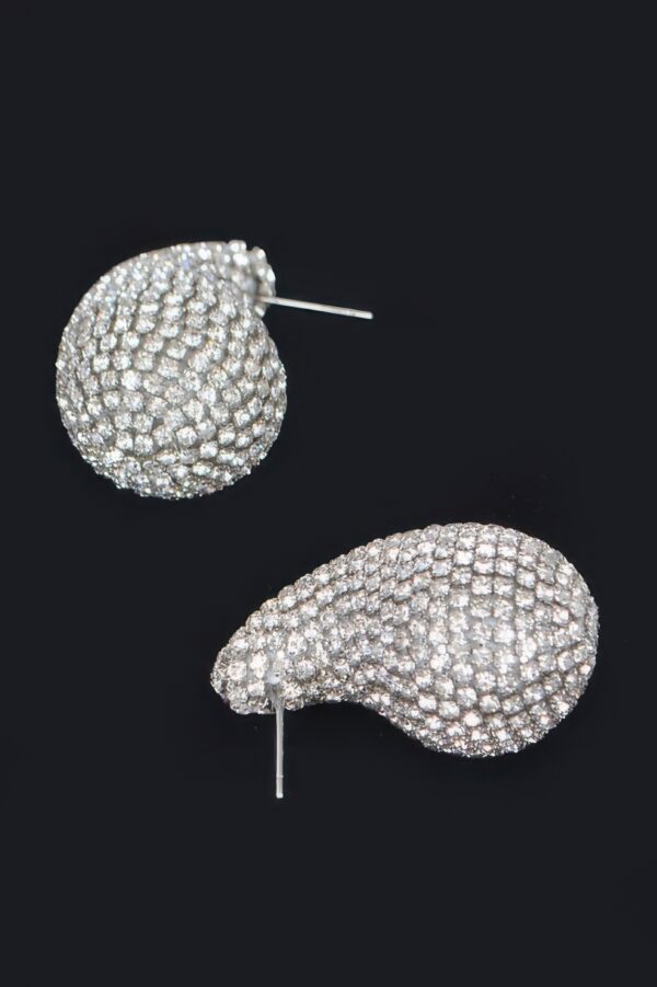 Rhinestone Earrings – Gold and White Crystal Shell