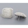 Square Rhinestone Earrings with Silver Beads