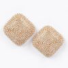 Square Rhinestone Earrings with Silver Beads
